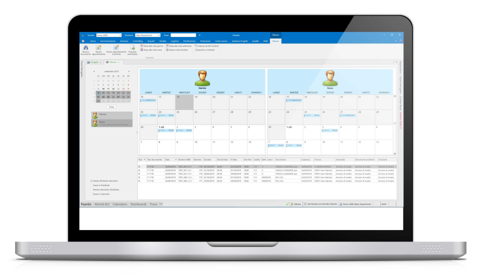 screenshot of Fluentis ERP